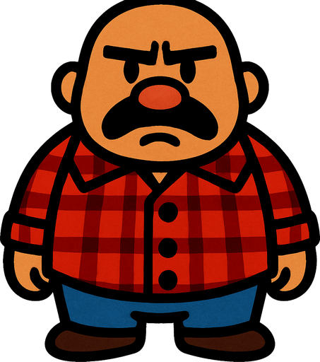 bana keko gözüken bir customer çiz 2d olsun önden gözüksün.
In-Game asset.  2d.  High contrast.  No shadows