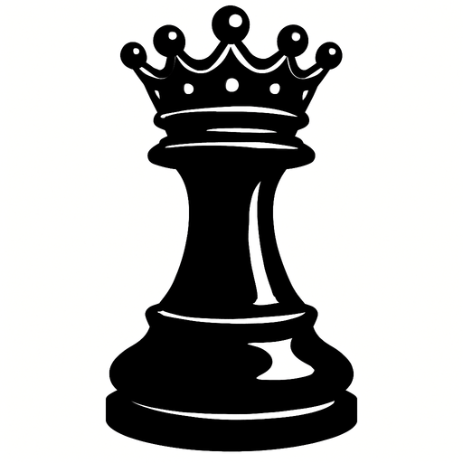 Chess black queen.
In-Game asset.  2d.  High contrast.  No shadows