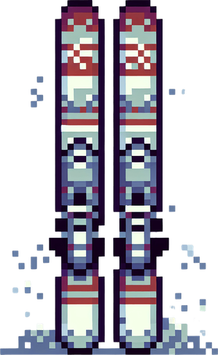 pixel art of skiis . Single Game Texture. In-Game asset. 2d. Blank background. High contrast. No shadows.