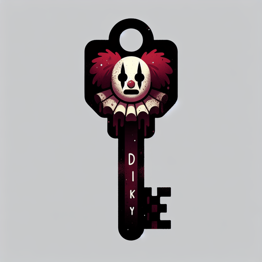 a simple dirty, dark and eerie Christmas clown key.
Single Game Texture. In-Game asset. 2d. Blank background. High contrast. No shadows.