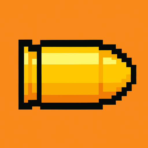 a bullet but yellow and pixel.
In-Game asset.  2d.  High contrast.  No shadows