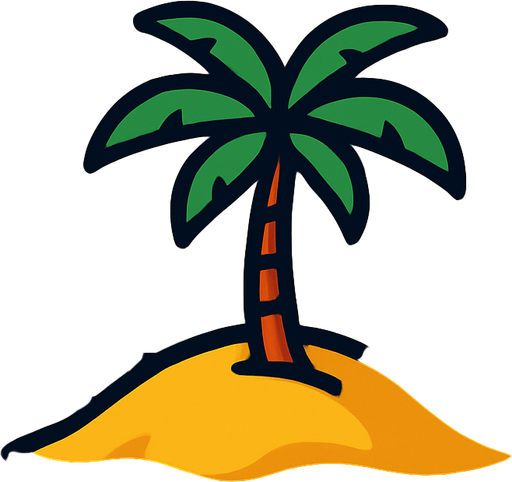 ים עם אי בודד במרכזו.
In-Game asset.  2d.  High contrast.  No shadows