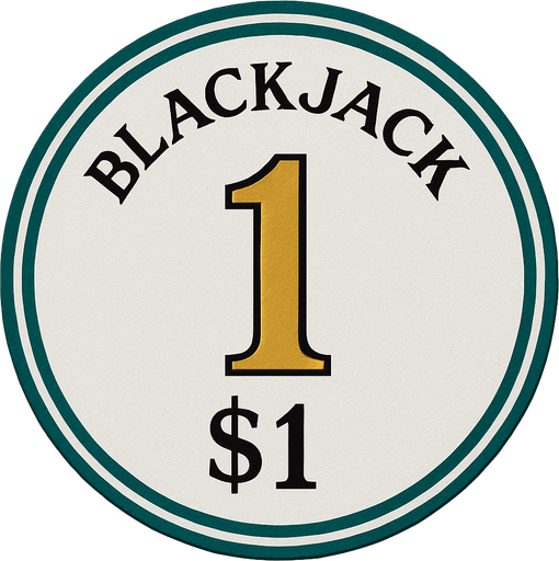 Crea un asset para una ficha de casino de $1 para Blackjack.
Color Principal: Blanco o gris muy claro.
Borde/Detalles: Dos o tres franjas finas en un color que contraste pero sea elegante, como azul zafiro o verde esmeralda.
Valor: El número '1' grande y claro en el centro, en dorado o negro, con una tipografía de casino.
Estilo: Lujoso, limpio, coherente con 'La Tentación Dorada'.".
In-Game asset.  2d.  High contrast.  No shadows
