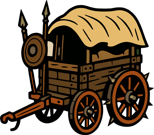 Eski çağ savaş karavan.
In-Game asset.  2d.  High contrast.  No shadows