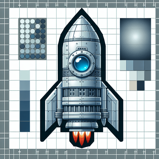 2 boyut roket.
Single Game Texture. In-Game asset. 2d. Blank background. High contrast. No shadows.