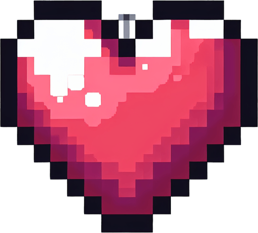 A white heart. Pixel art..
Single Game Texture.  In-Game asset.  2d.  Blank background.  High contrast.  No shadows