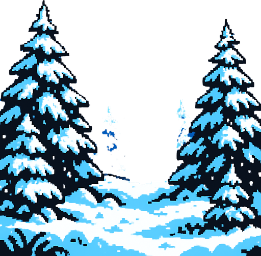 A snowy forest.
In-Game asset.  2d.  High contrast.  No shadows