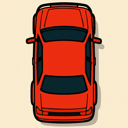 Red car bird's eye view.
In-Game asset.  2d.  High contrast.  No shadows