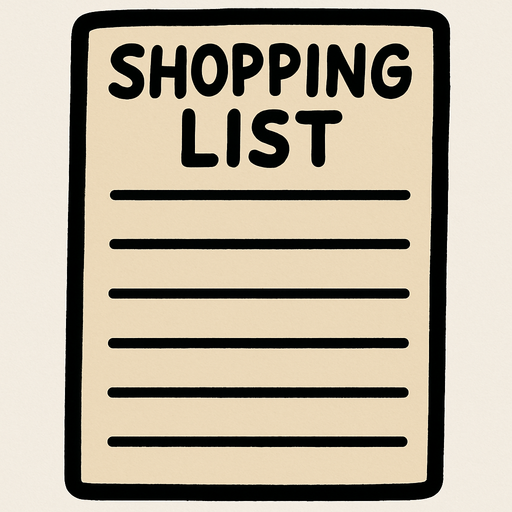 Shopping list that is blank.
In-Game asset.  2d.  High contrast.  No shadows