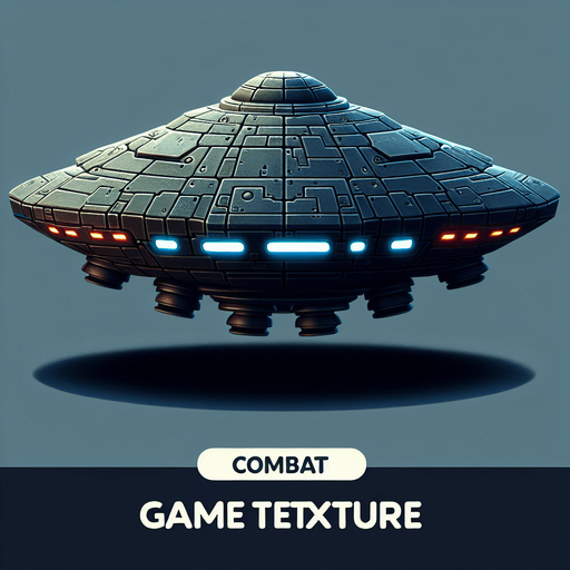 combat ufo.
Single Game Texture.  In-Game asset.  2d.  Blank background.  High contrast.  No shadows