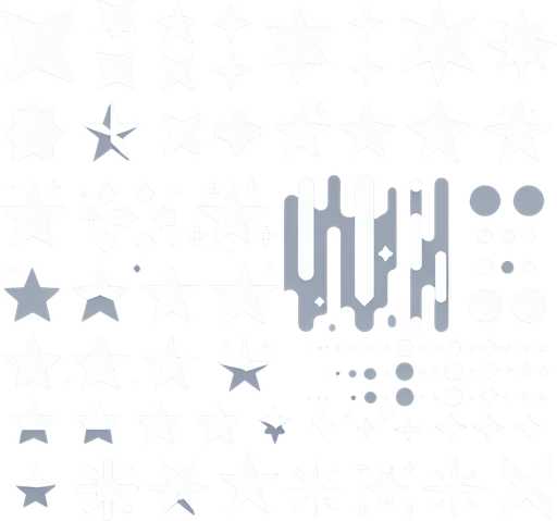 A spritesheet consisting of a variety of white stars. vector style..
Single Game Texture. In-Game asset. 2d. Blank background. High contrast. No shadows.
