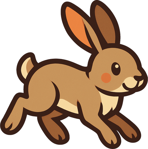 A cute hare running on 4 paws.
In-Game asset.  2d.  High contrast.  No shadows