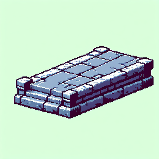 A long rectangular stone platform. Side view. Pixel art..
Single Game Texture.  In-Game asset.  2d.  Blank background.  High contrast.  No shadows