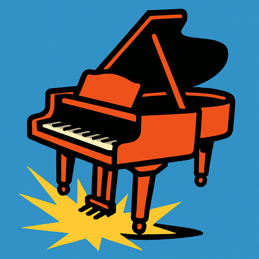 piano de cola cayendo.
In-Game asset.  2d.  High contrast.  No shadows