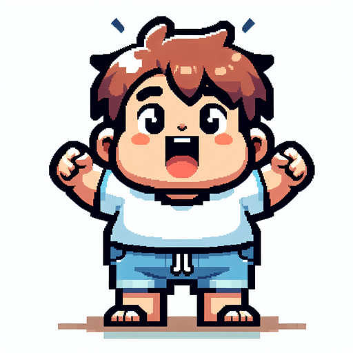 fat boy.
Single Game Texture. In-Game asset. 2d. Blank background. High contrast. No shadows. 8bit. no background.