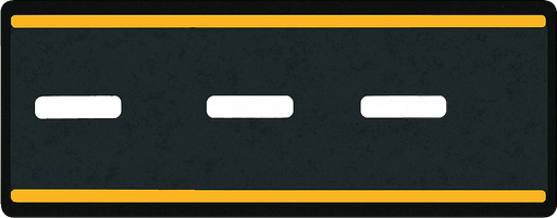 has a horizontal road.
In-Game asset.  2d.  High contrast.  No shadows