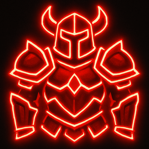 Armor grand red neon.
In-Game asset.  2d.  High contrast.  No shadows
