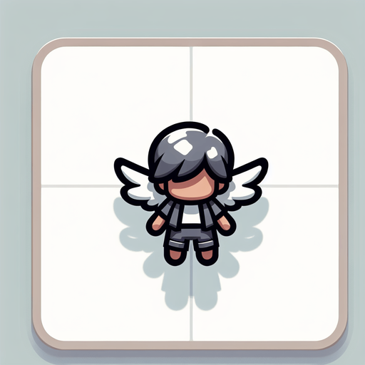 A child with wings, top down view Single Game Texture. In-Game asset. 2d. Blank background. High contrast. No shadows.