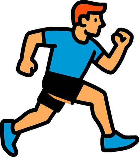 runner with a blue shirt.
In-Game asset.  2d.  High contrast.  No shadows