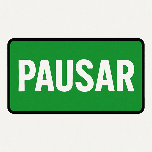 crea un rectangulo verde que diga pausar.
In-Game asset.  2d.  High contrast.  No shadows