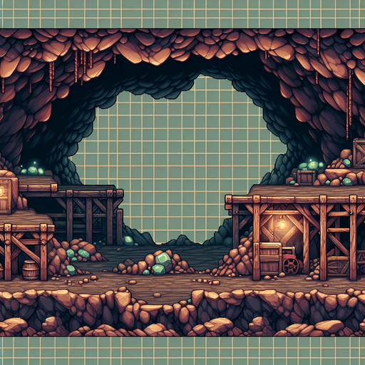 2D Platformer Background in Mine.
Single Game Texture. In-Game asset. 2d. Blank background. High contrast. No shadows.