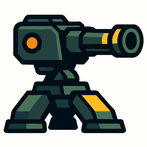 A turret.
In-Game asset.  2d.  High contrast.  No shadows