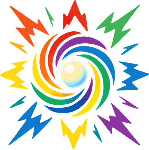 rainbow energy.
In-Game asset.  2d.  High contrast.  No shadows
