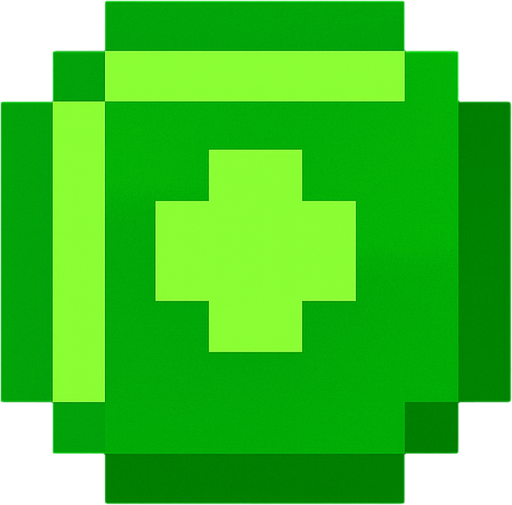3x3 pixel green coin.
In-Game asset.  2d.  High contrast.  No shadows. retro arcade. Pixel art