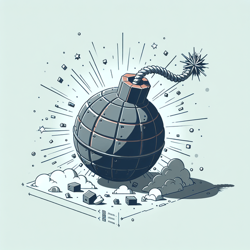 Explosion bomb.
Single Game Texture.  In-Game asset.  2d.  Blank background.  High contrast.  No shadows