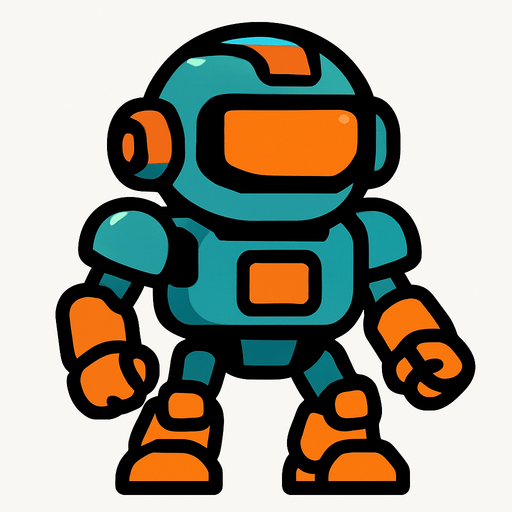 player robot.
In-Game asset.  2d.  High contrast.  No shadows