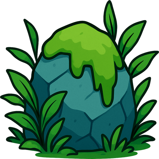 Pierre élément végétal.
In-Game asset.  2d.  High contrast.  No shadows