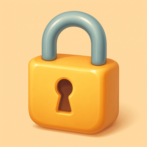 A padlock. Cute soft graphics. soft ambient light. semi-matte to satin surfaces. naturalistic with slight saturation boost colors. Tone is premium, friendly, clean with lifestyle or service-oriented appeal.
In-Game asset.  2d.  High contrast.  No shadows