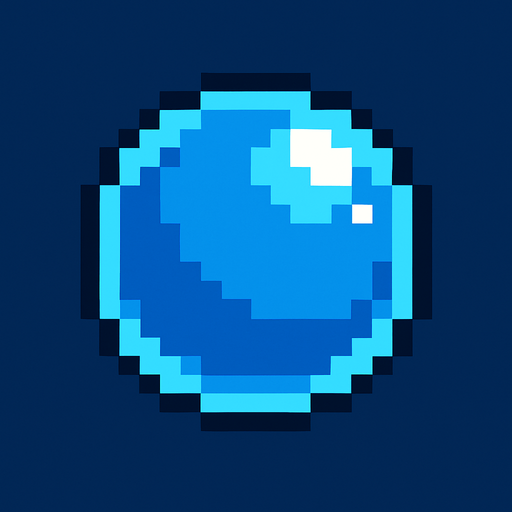 Burbuja azul, una , pixelart.
In-Game asset.  2d.  High contrast.  No shadows