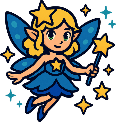 Fée stella.
In-Game asset.  2d.  High contrast.  No shadows