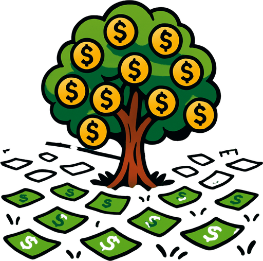 field with money tree.
In-Game asset.  2d.  High contrast.  No shadows