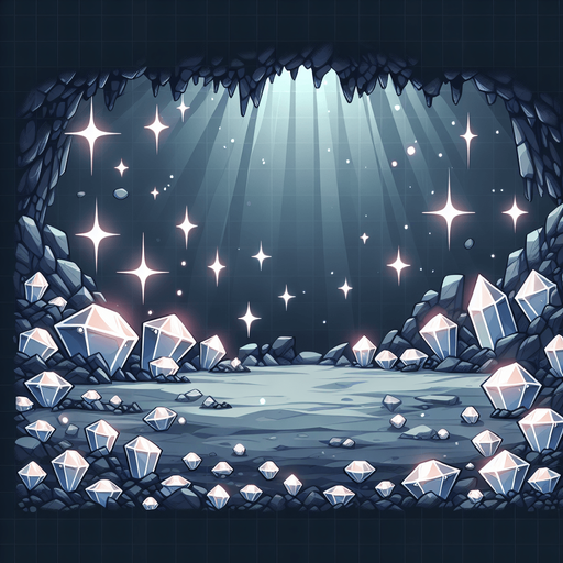 elmas dolu mağara.
Single Game Texture. In-Game asset. 2d. Blank background. High contrast. No shadows.