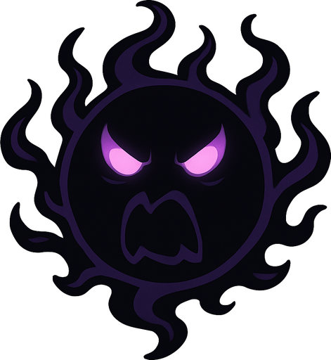 roh jahat berbentuk orb gelap.
In-Game asset.  2d.  High contrast.  No shadows