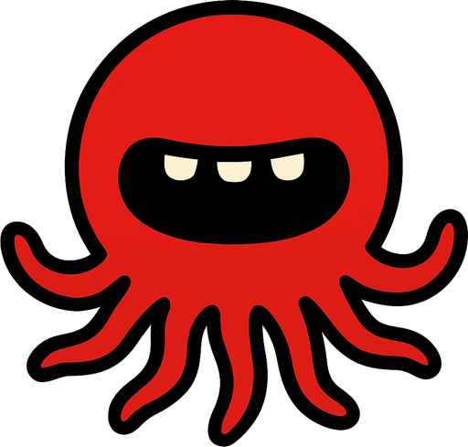 tentacled red circle with a mouth and no eyes.
In-Game asset.  2d.  High contrast.  No shadows. Very simple