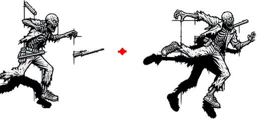 zombie kamikaze, vertical top view.
Single Game Texture. In-Game asset. 2d. Blank background. High contrast. No shadows.