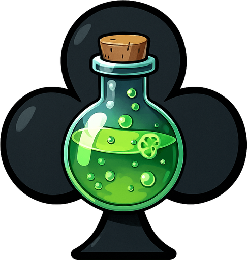 Just the club from this picture with a bubbling green vial of poison in the center of it. Anime style.