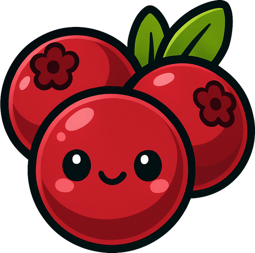 Cranberry’s with cute face.
In-Game asset.  2d.  High contrast.  No shadows