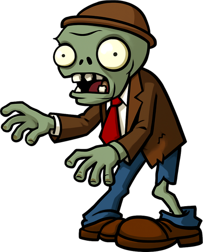 a plant vs zombies zombie.
In-Game asset.  2d.  High contrast.  No shadows