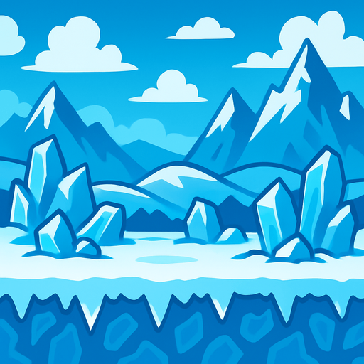 Ice theme background 2d game video.
In-Game asset.  2d.  High contrast.  No shadows