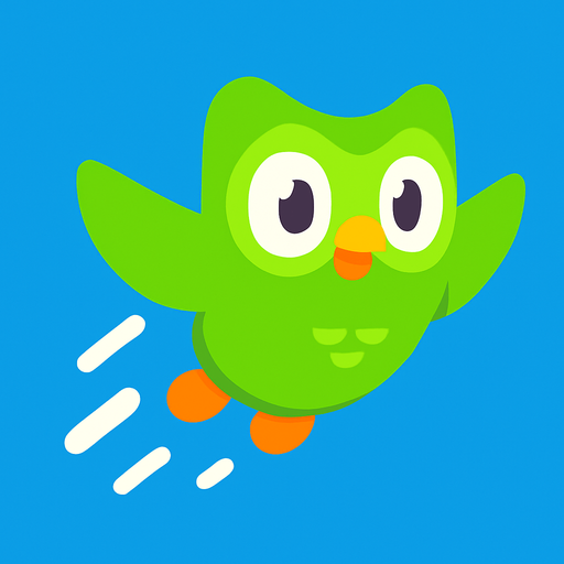 Duolingo but its flying.
In-Game asset.  2d.  High contrast.  No shadows