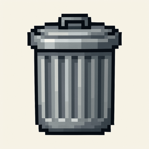 pixel art 2D trash can.
In-Game asset.  2d.  High contrast.  No shadows