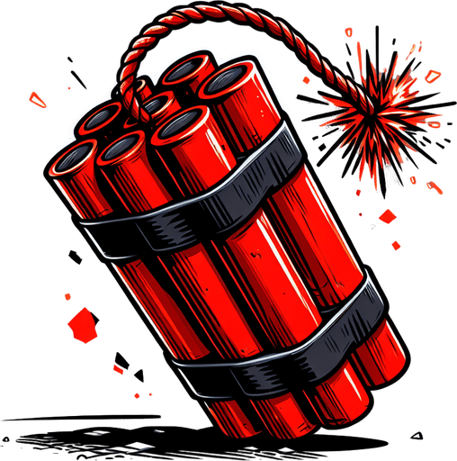 cartoon dynamite.
Single Game Texture. In-Game asset. 2d. Blank background. High contrast. No shadows.