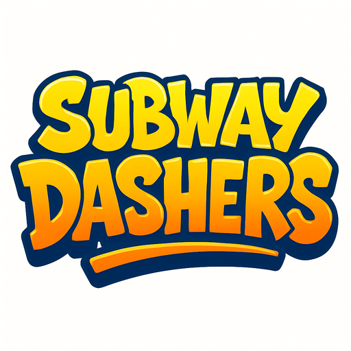 subway surfers style logo with text subway dashers.
In-Game asset.  2d.  High contrast.  No shadows