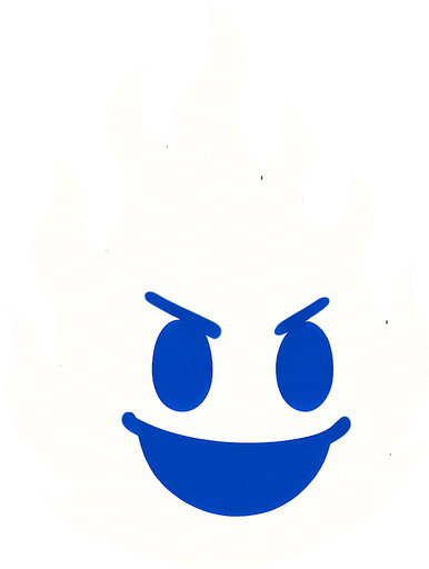 Bola de fuego de color blanco y con cara azul.
In-Game asset.  2d.  High contrast.  No shadows