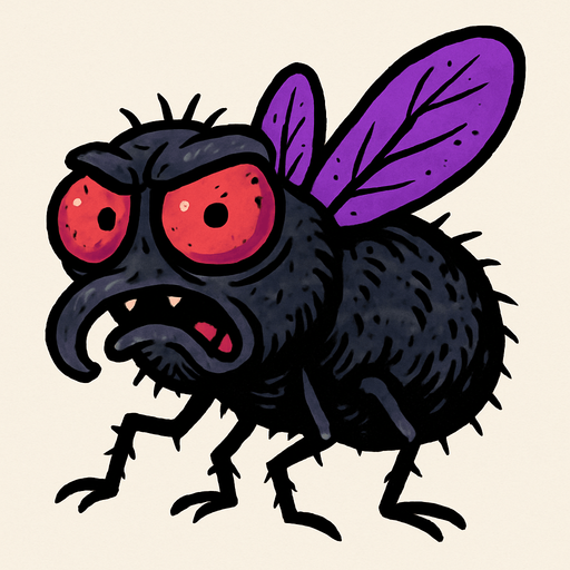 çirkin ve sevimsiz kara sinek mor renkli bir kısmı.
In-Game asset.  2d.  High contrast.  No shadows