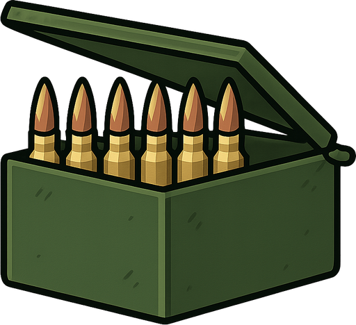 Bullet Ammo. No background. Transparent background. Blank background. No shadows. 2d. In-Game asset. flat